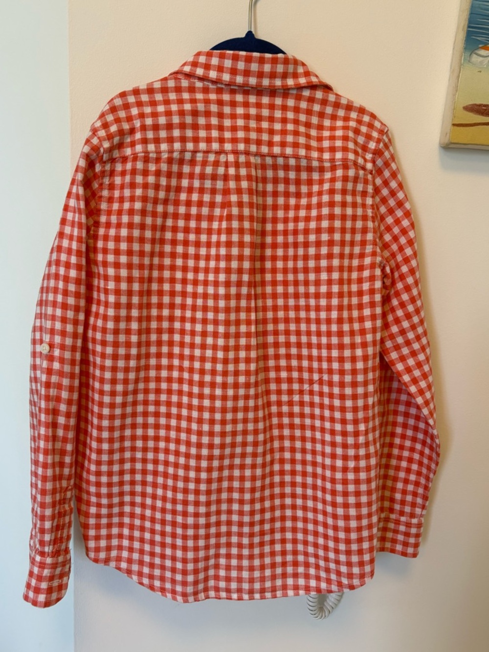 JANIE AND JACK Boys Gingham Button Down Long Sleeve Shirt Salmon/Pink Size 8 - Picture 4 of 11
